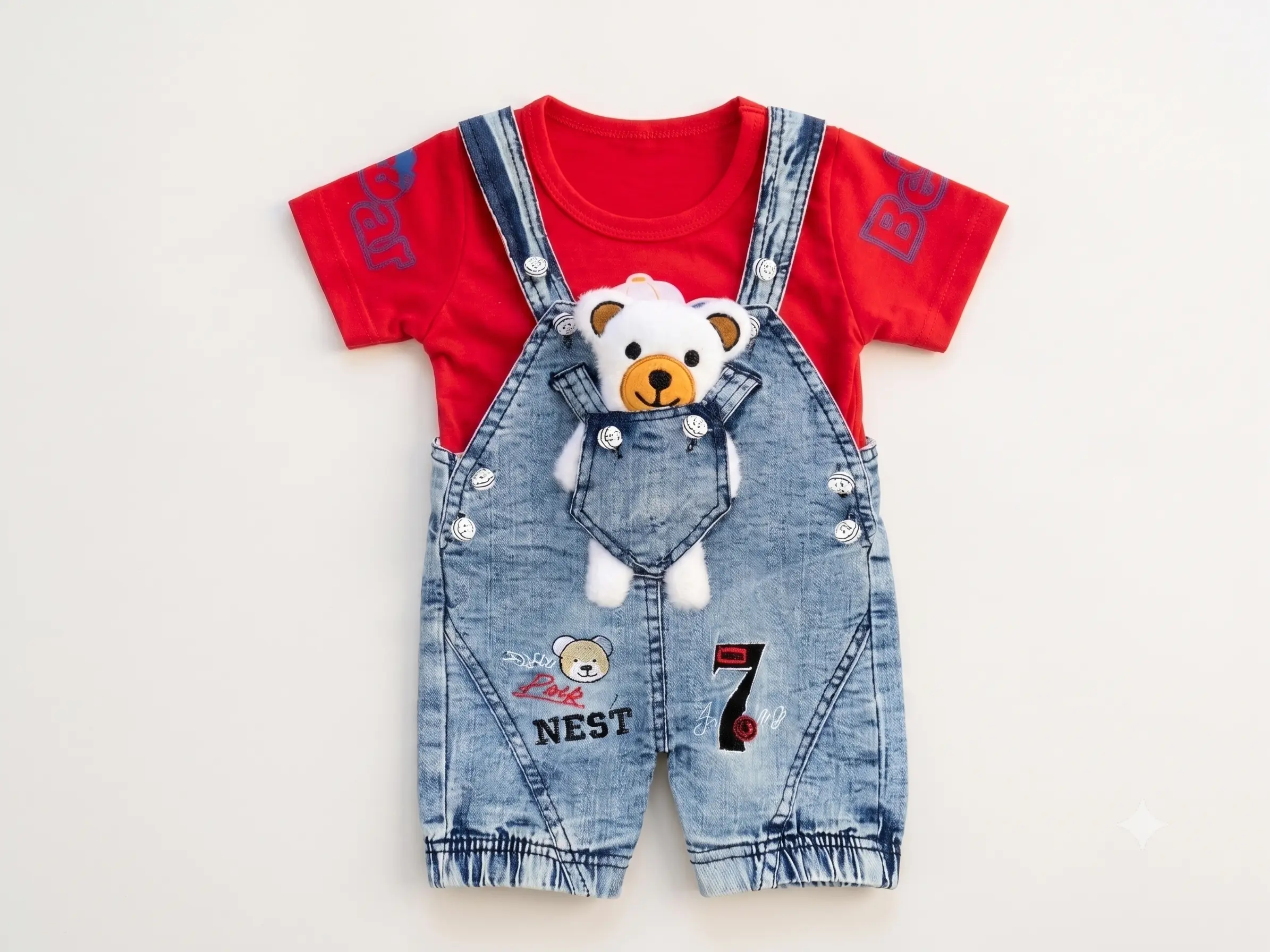 Denim Dreams Teddy Bear Romper