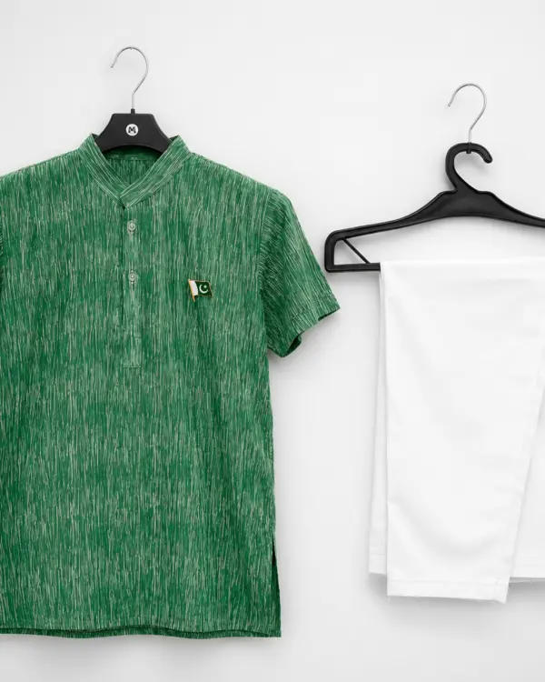 Kids Green Kurta with White Trouser | Pakistan Independence Day Dress
