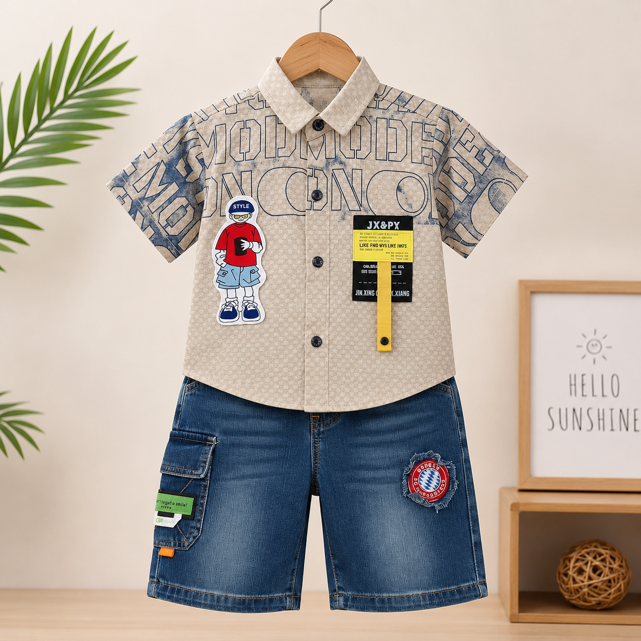 Slub Cotton Shirt and Shorts