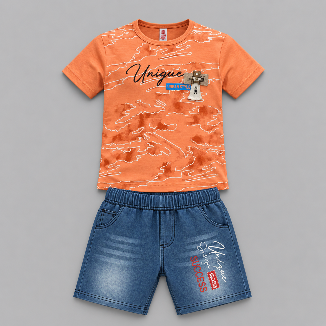 Boys Casual Summer T-Shirt & Denim Shorts Set