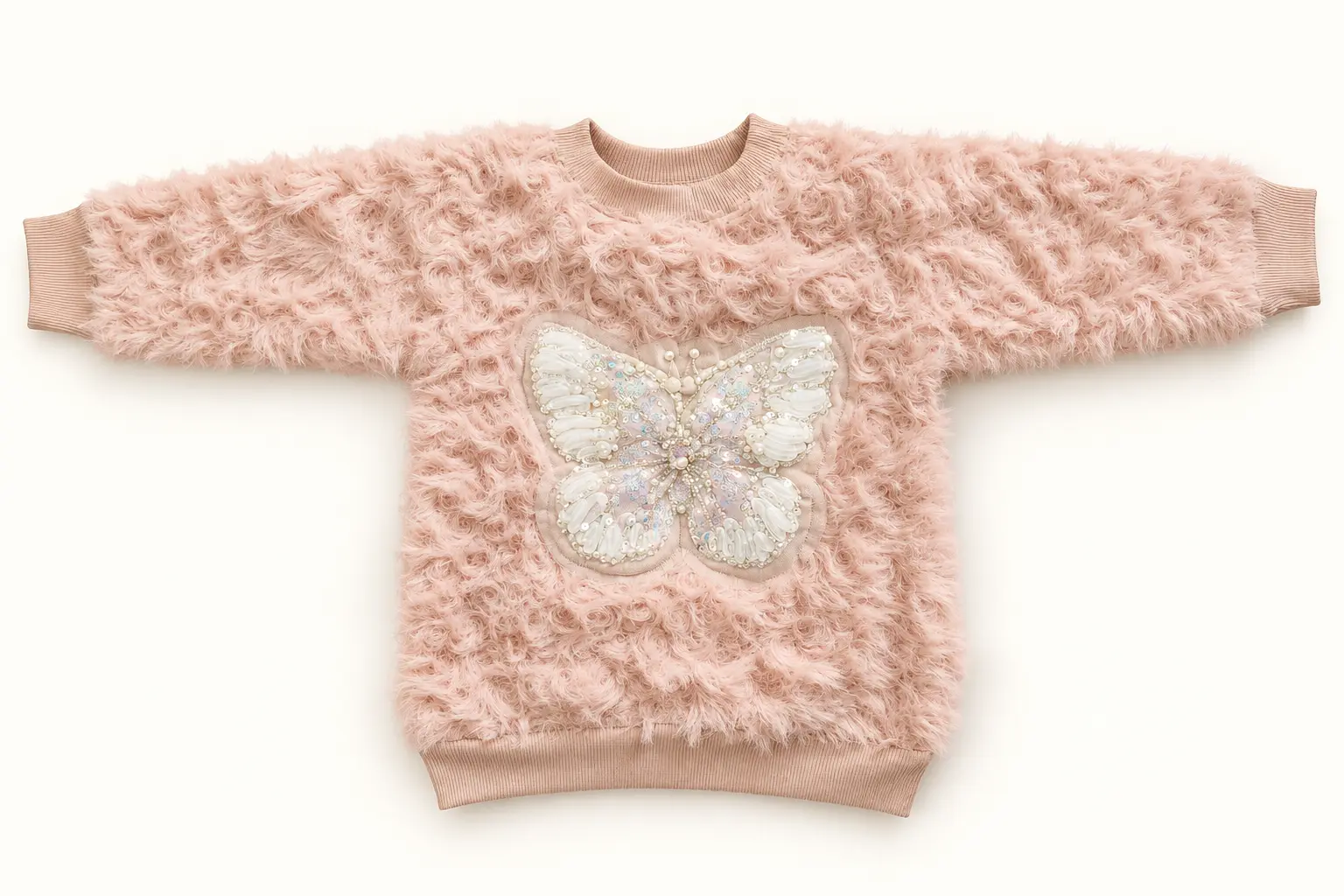 Girls’ Dusty Lilac Butterfly Sweater & Fur-Cuff Pants Set – 2-Piece Outfit - Image 9
