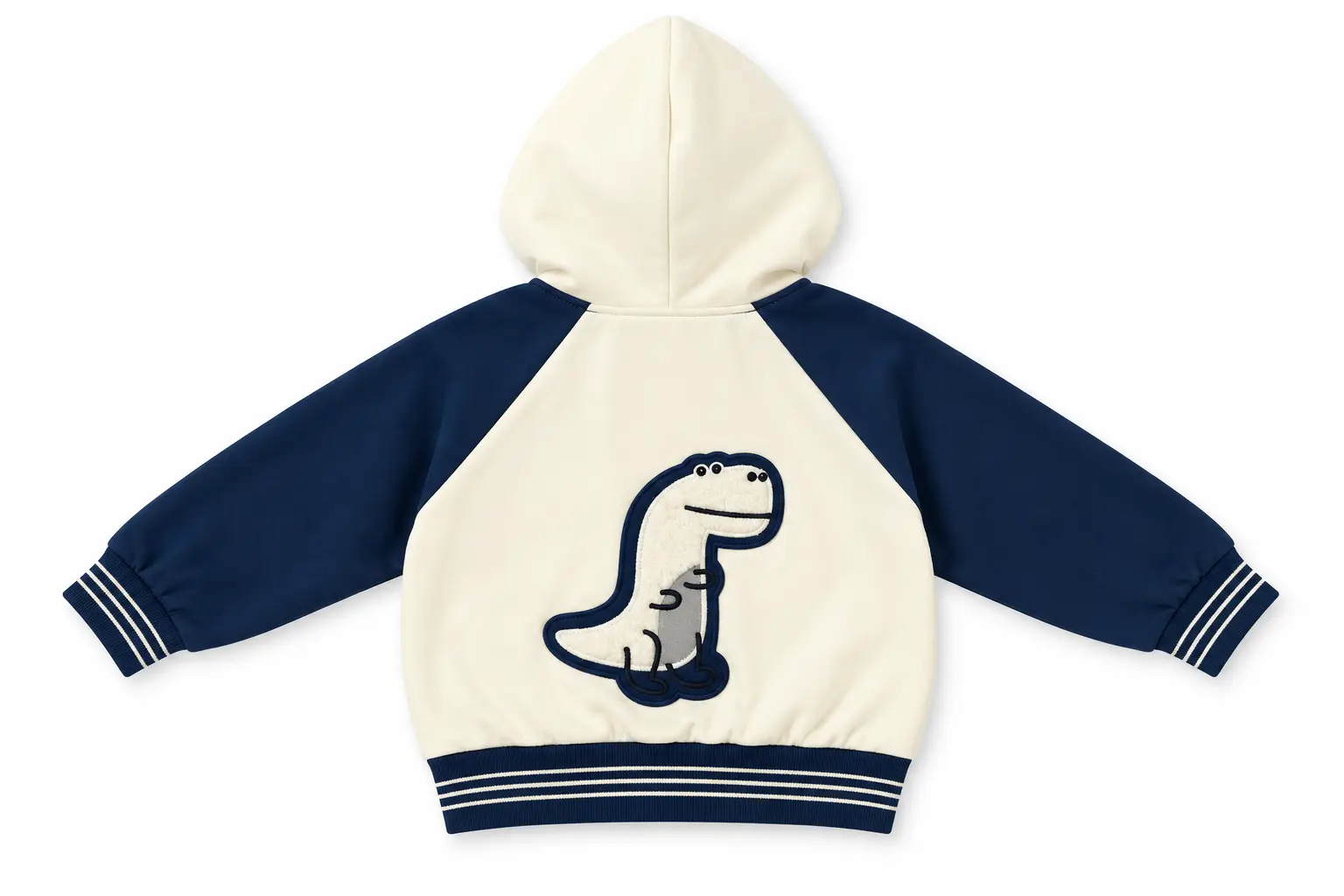 Boys Cream & Mustard Dinosaur Hoodie and Jogger Pants 2-Piece Tracksuit Set - Image 9