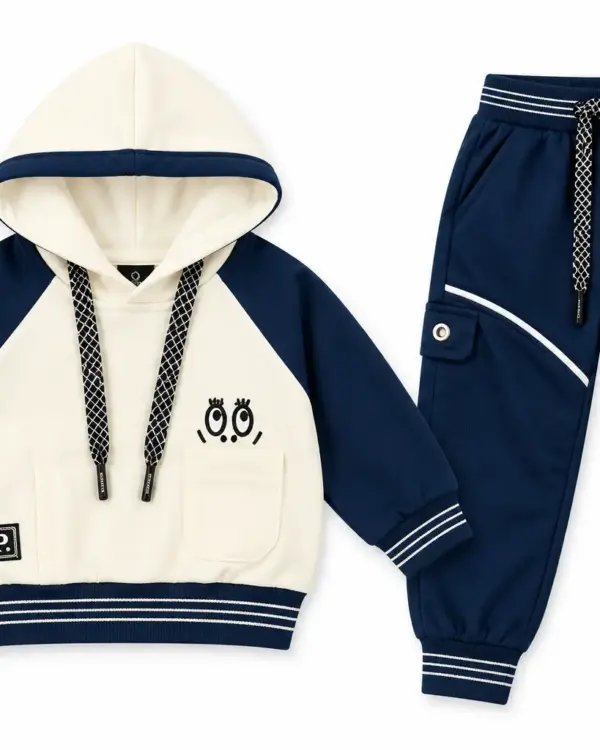 Boys Cream & Mustard Dinosaur Hoodie and Jogger Pants 2-Piece Tracksuit Set