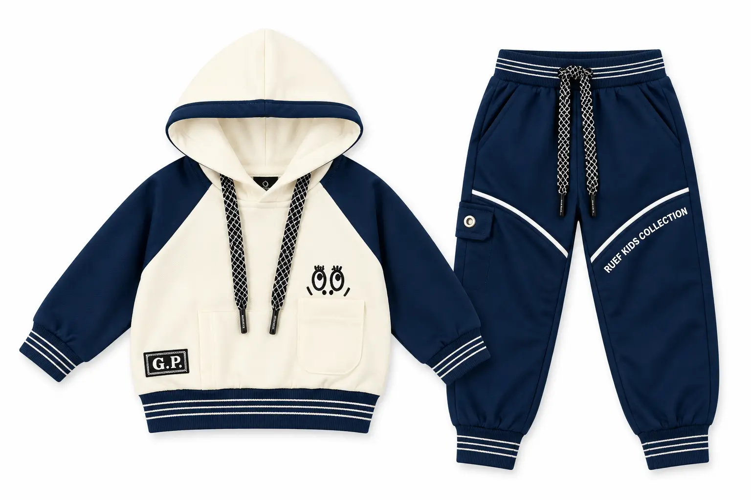 Boys Cream & Mustard Dinosaur Hoodie and Jogger Pants 2-Piece Tracksuit Set