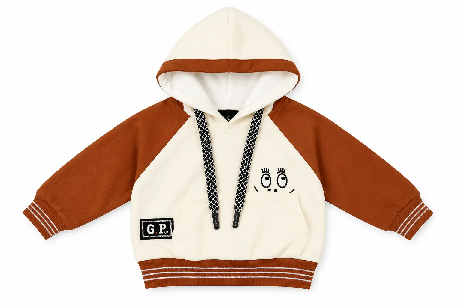 Boys Cream & Mustard Dinosaur Hoodie and Jogger Pants 2-Piece Tracksuit Set - Image 2