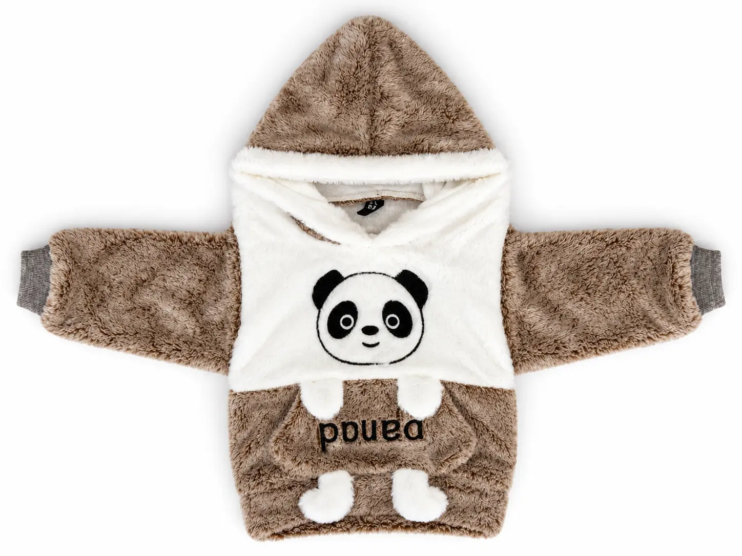 Kids Taupe Plush Fleece Jogger Pants with Ribbed Cuffs - Image 5