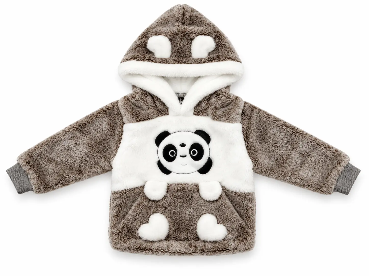 Kids Taupe Plush Fleece Jogger Pants with Ribbed Cuffs